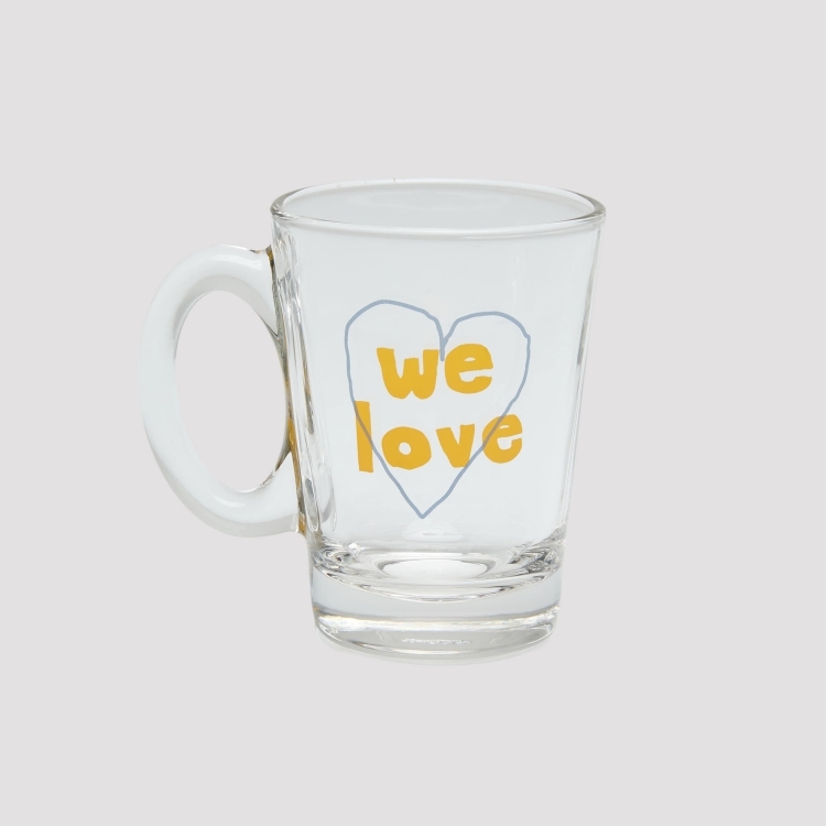 韓國 ooowl 塗鴉握把V型玻璃杯 HEART WE LOVE