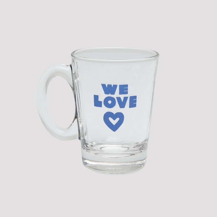 韓國 ooowl 塗鴉握把V型玻璃杯 WE LOVE BOLD