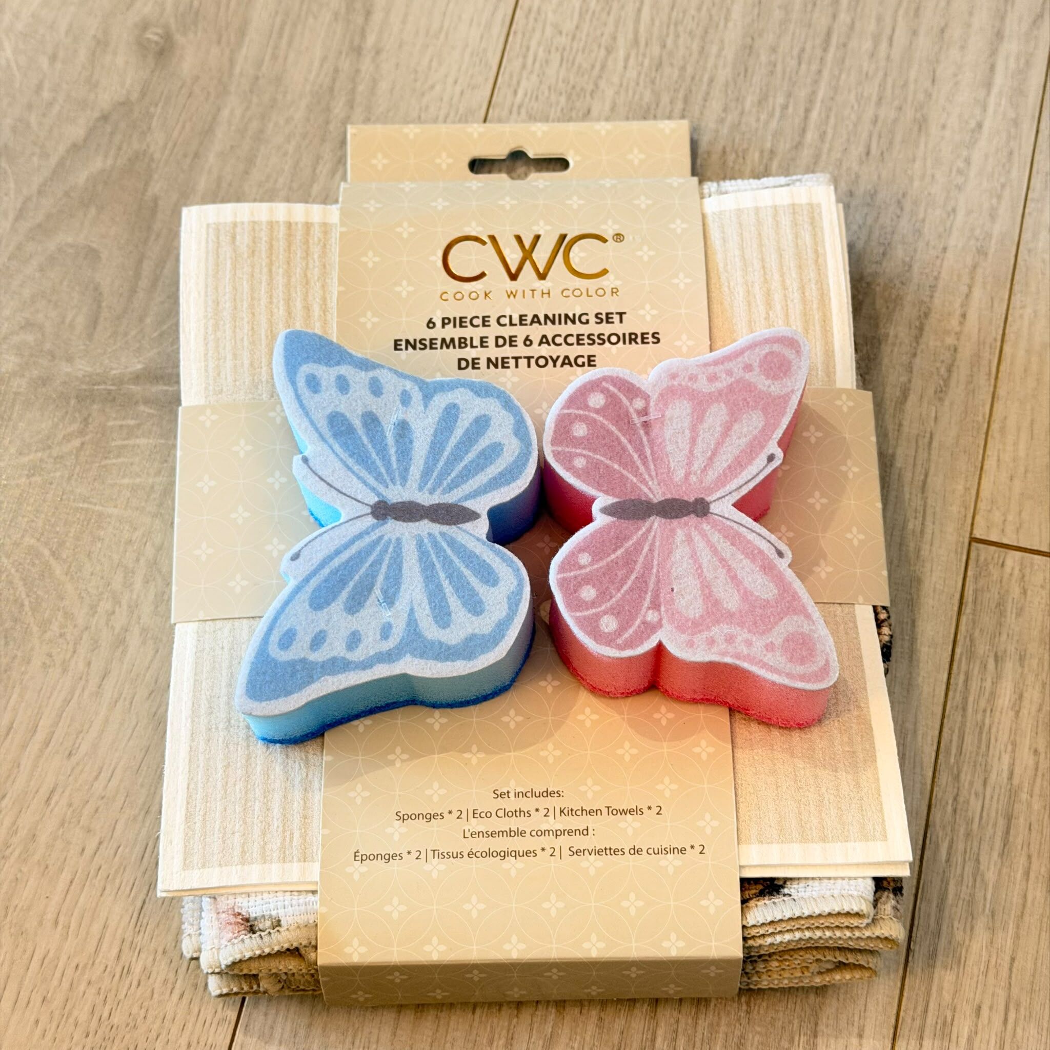 US43 CWC 蝴蝶造型廚房用品6件裝 (洗碗棉x2, 細抹布x2, 大抹布x2)