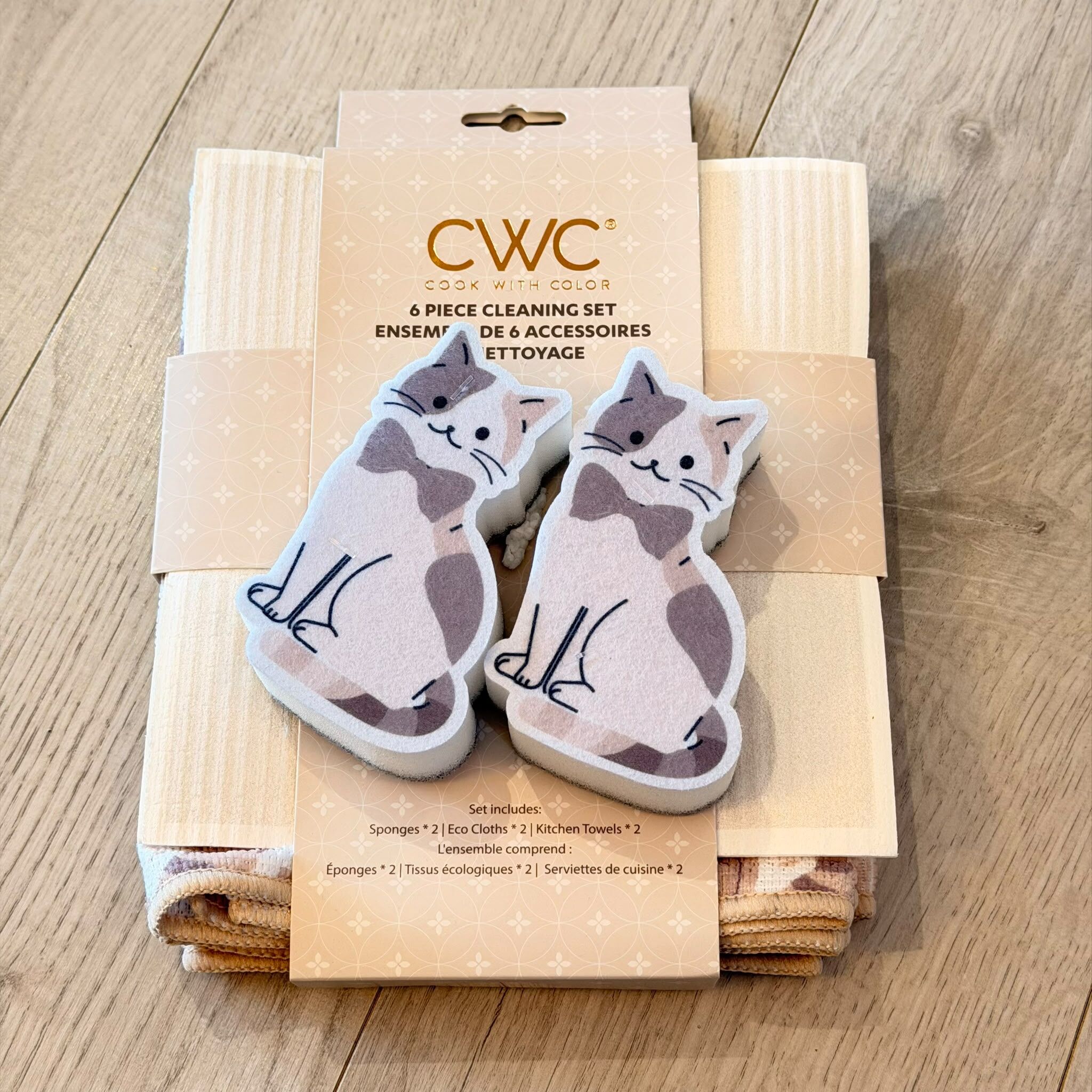 US44 CWC 貓貓造型廚房用品6件裝 (洗碗棉x2, 細抹布x2, 大抹布x2)