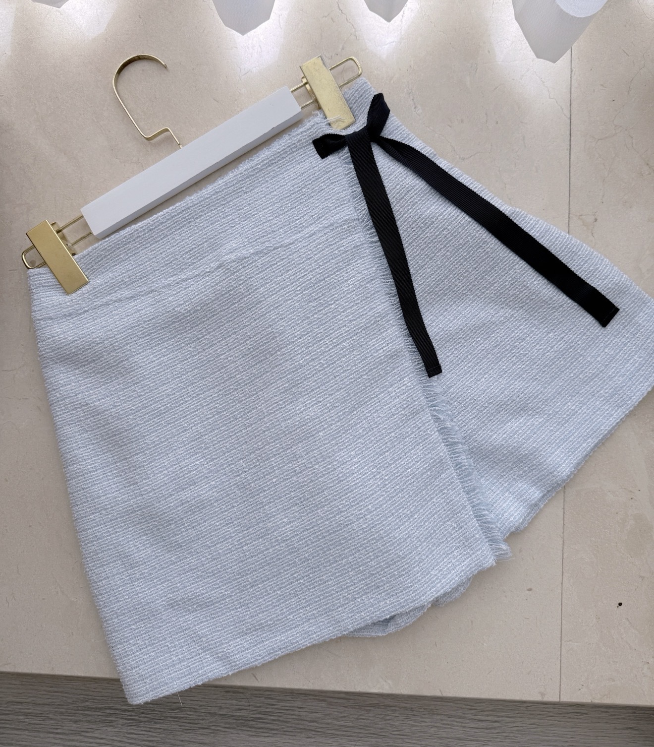 *BJ2 MADE SERIES* THE PREPPY LIGHT BLUE TWEED WRAP SKORT 260722a