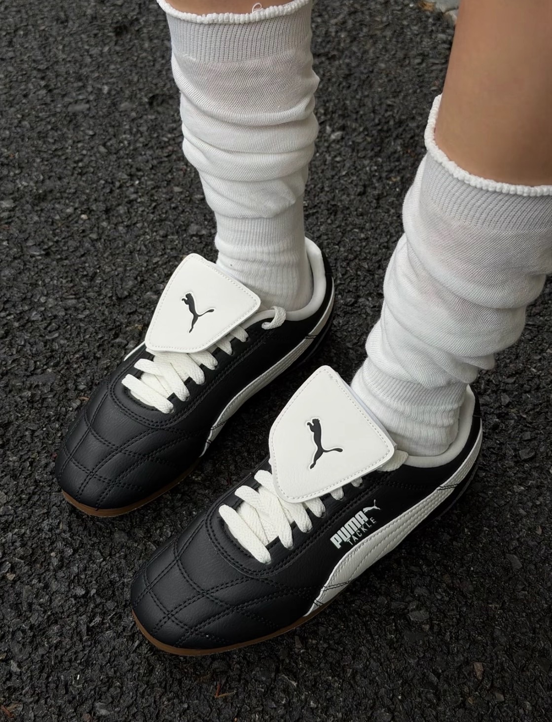 <低調又高級🖤>Puma Tackle 黑白撞色復古鞋 翻蓋