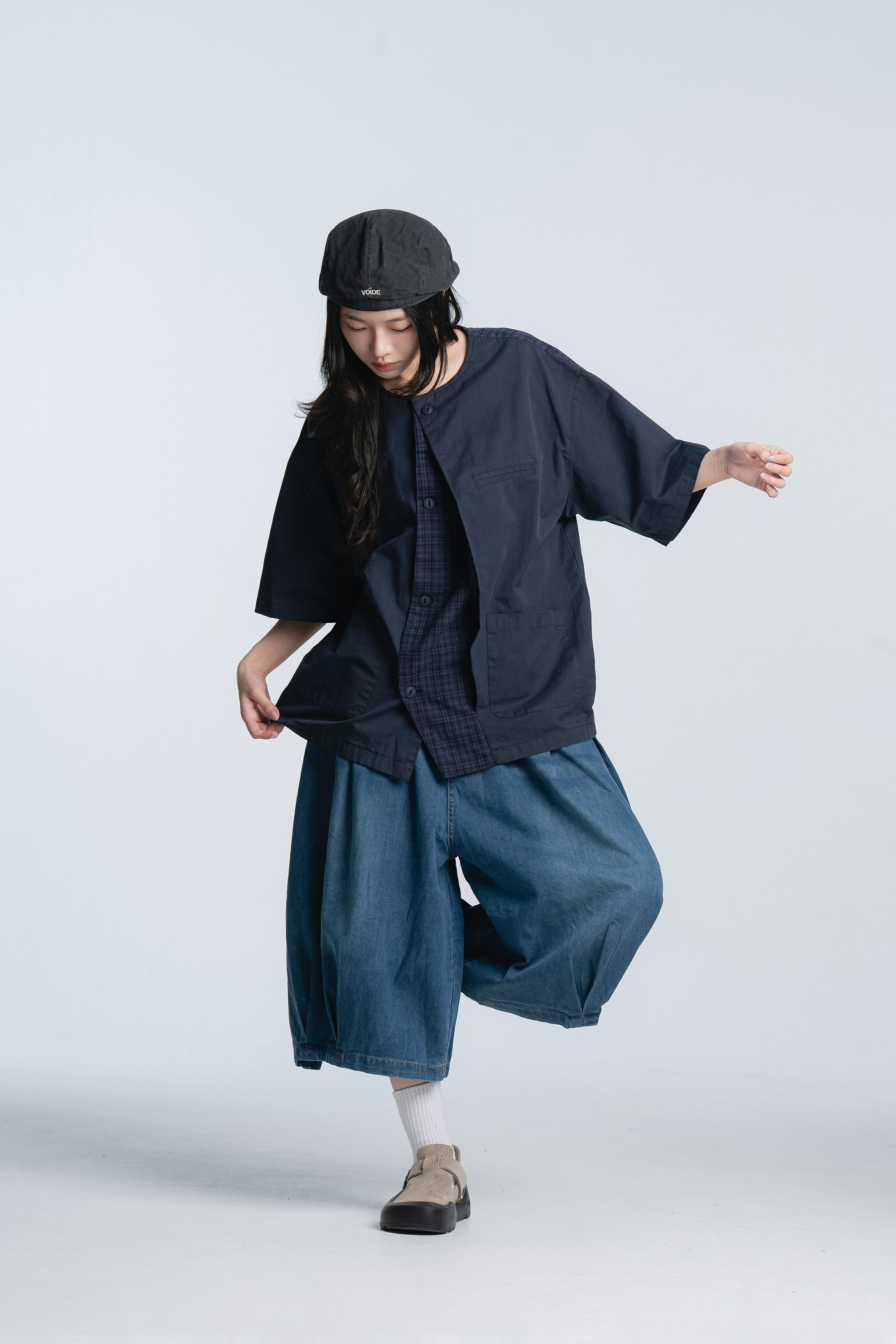 July｜日系拼格圓領短襯 2色