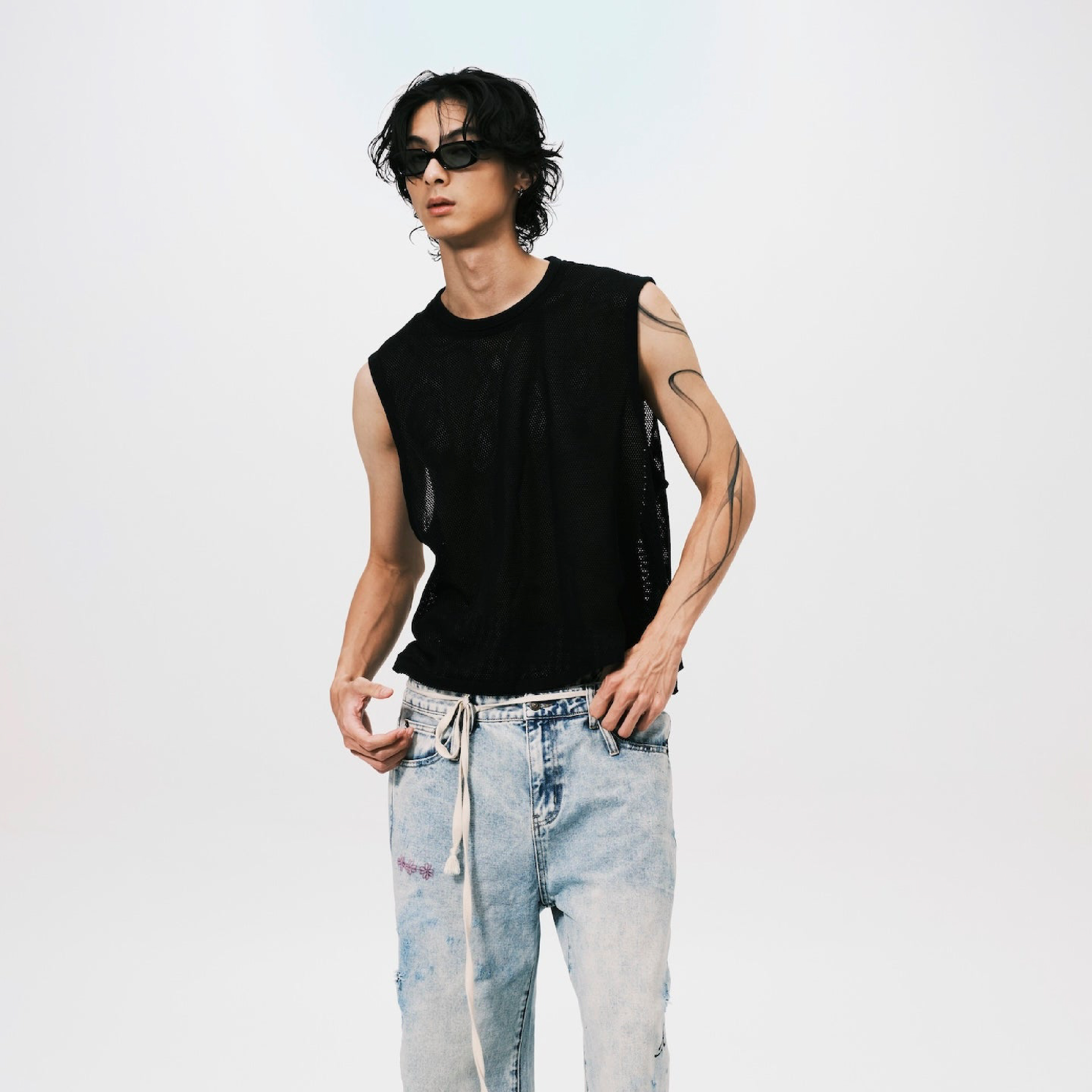 ANOWHEREMAN Mesh Sleeveless Top