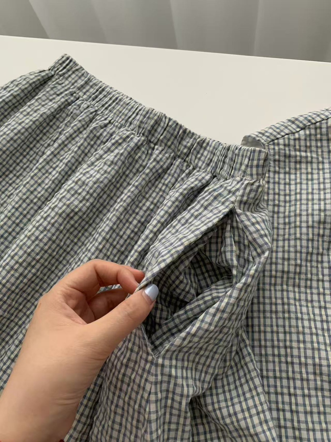No.5024 日系格紋泡泡棉紗半身裙