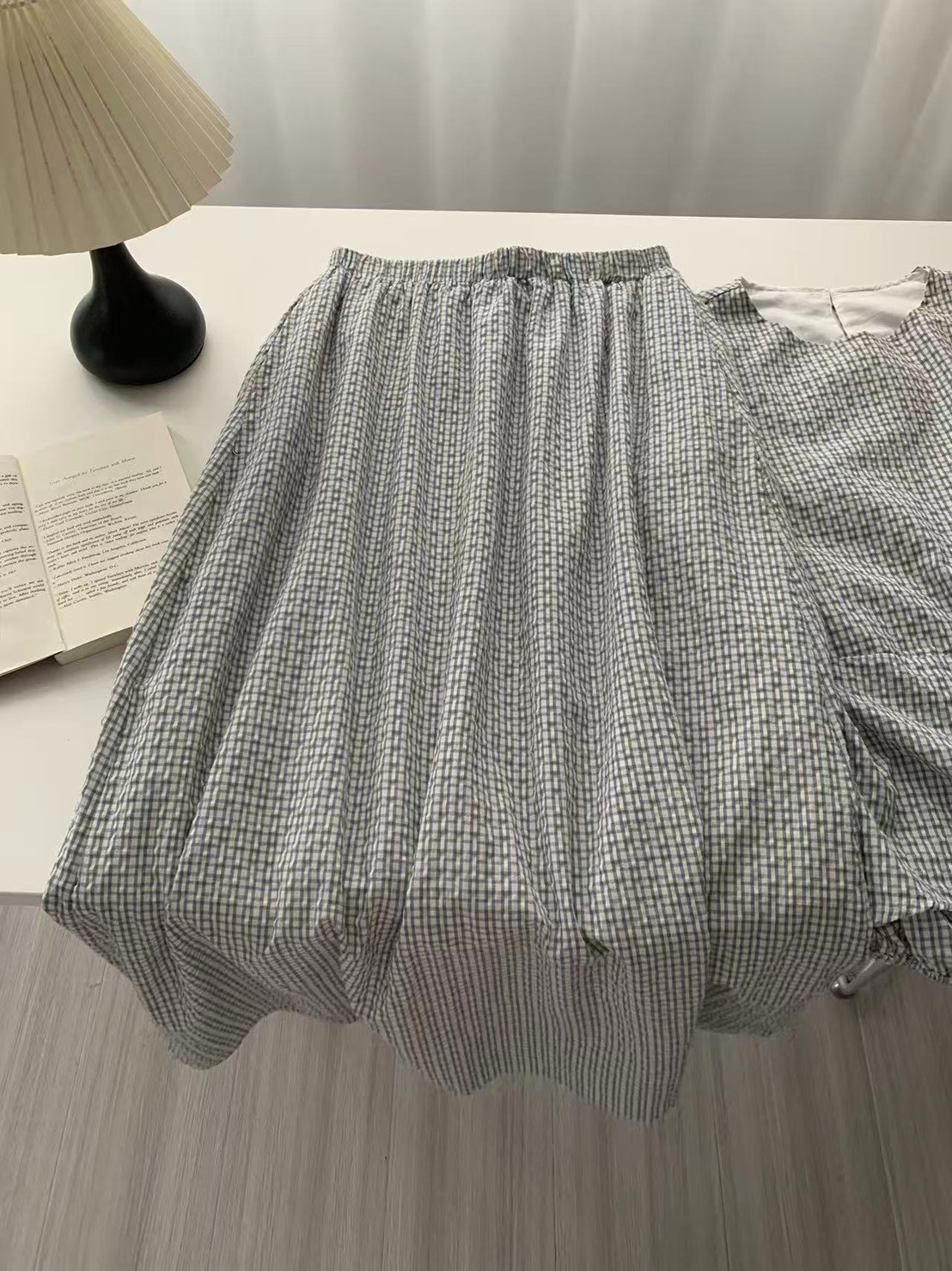 No.5024 日系格紋泡泡棉紗半身裙