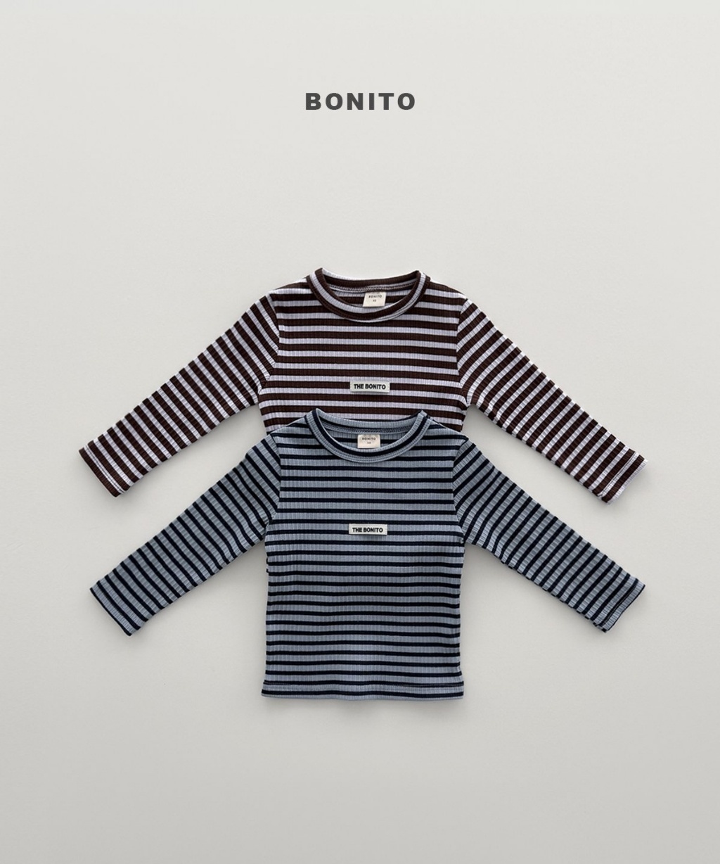 正韓秋Bonito 嫩嬰/小童兩色小標條紋上衣