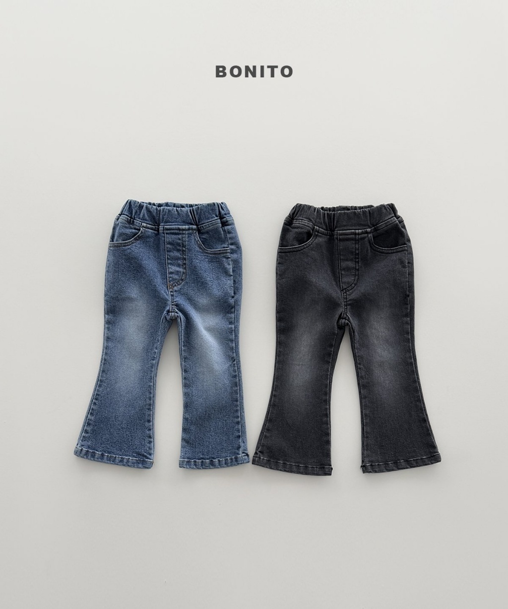 正韓秋Bonito 嫩嬰/小童兩色牛仔鬆緊喇叭褲