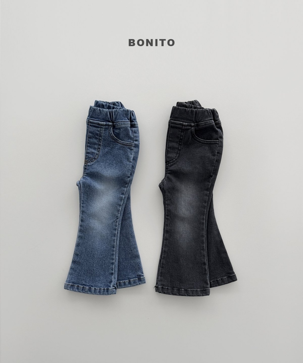 正韓秋Bonito 嫩嬰/小童兩色牛仔鬆緊喇叭褲