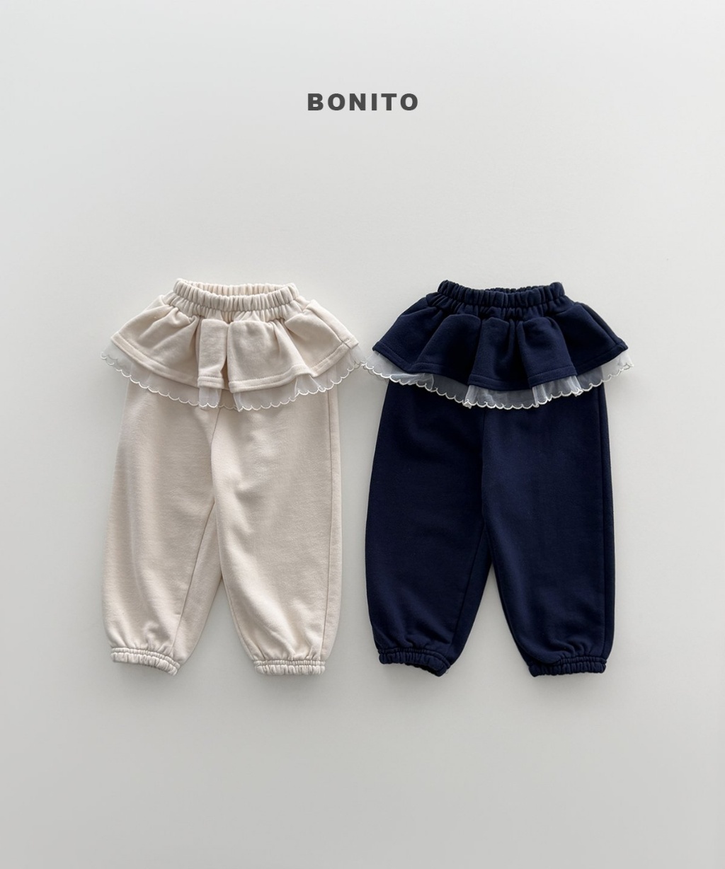 正韓秋Bonito 嫩嬰/小童蕾絲雲朵滾邊縮口褲