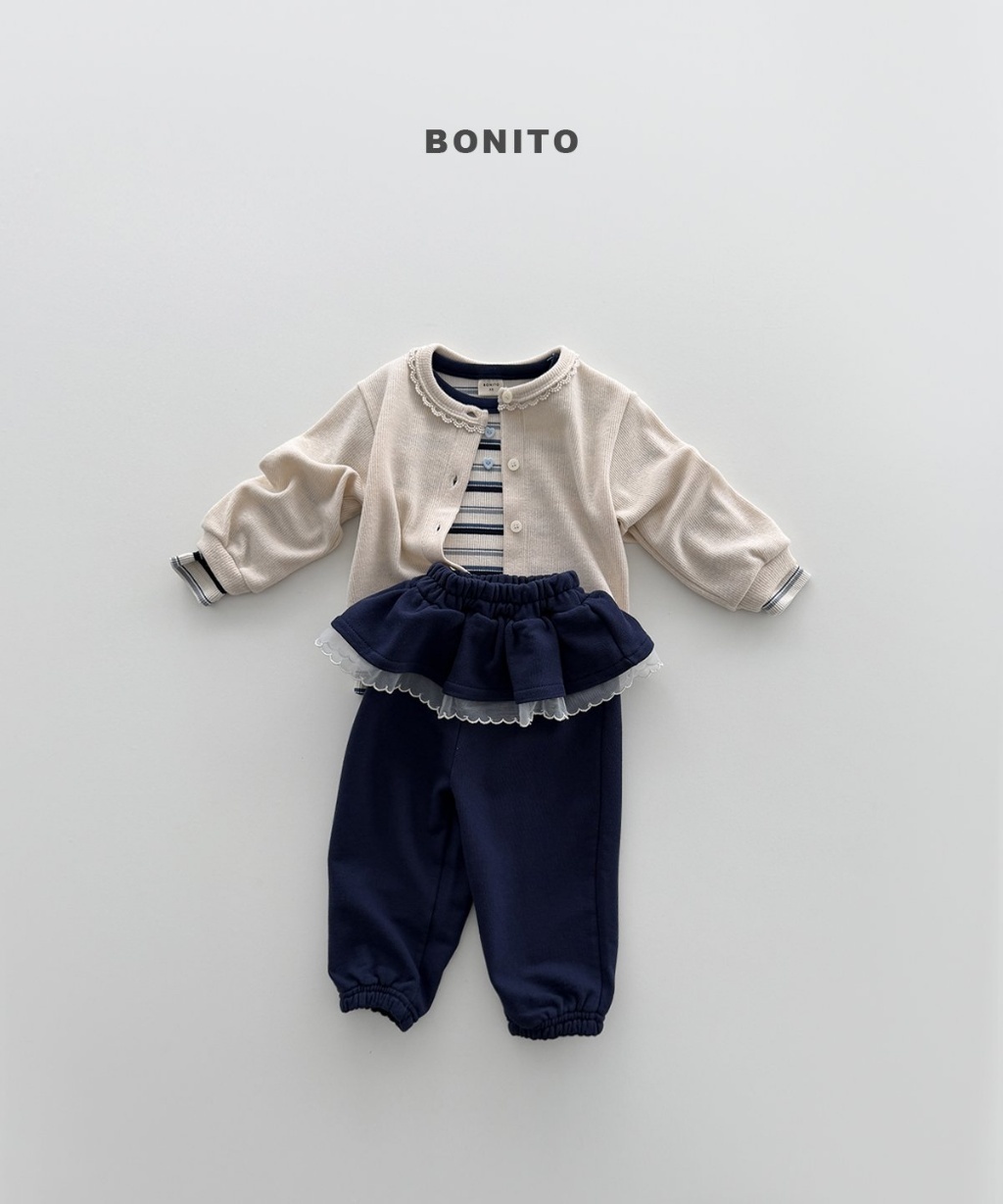 正韓秋Bonito 嫩嬰/小童愛心釦條紋上衣