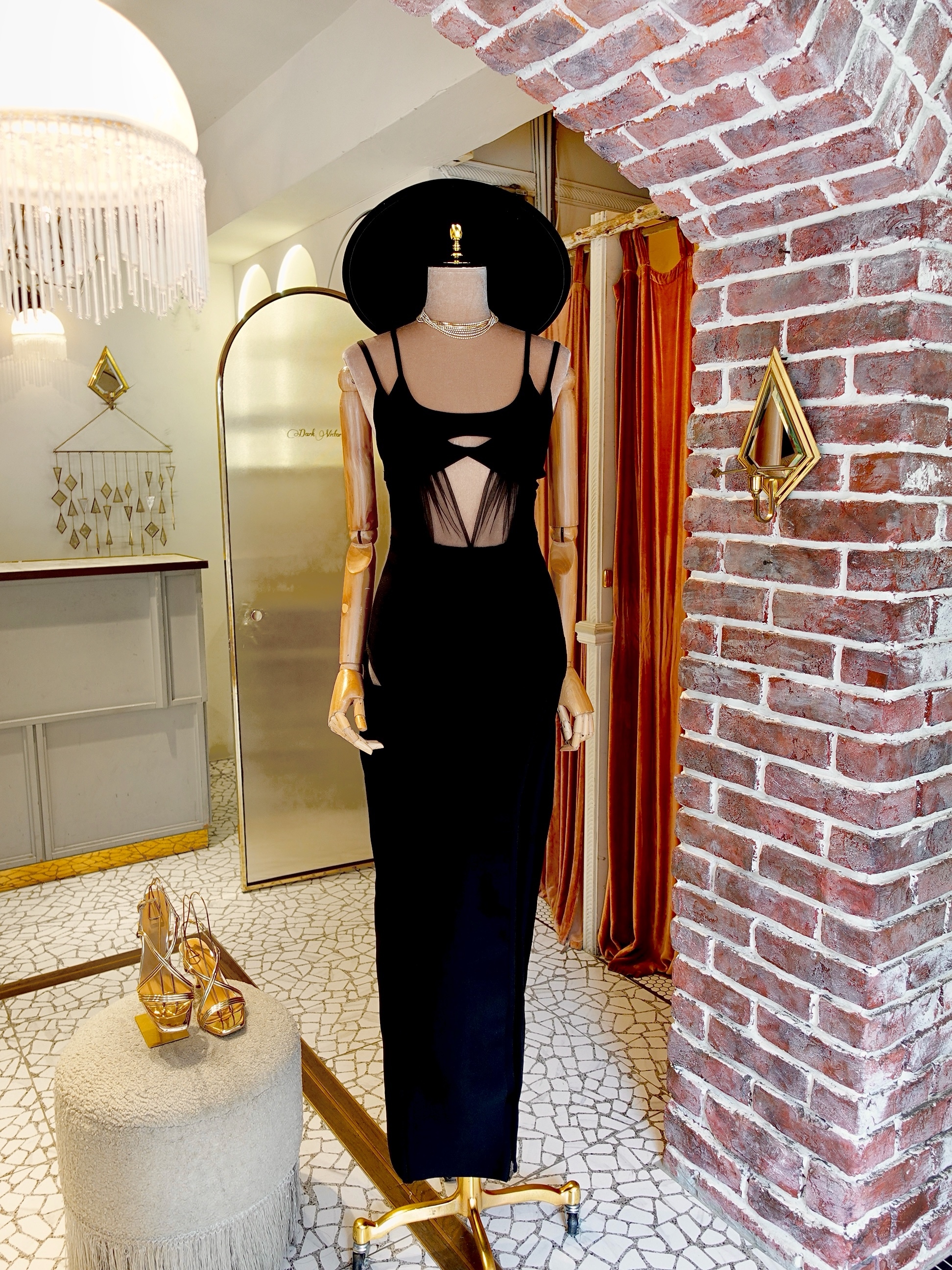 Black Club黑色透紗Cutout繃帶Dress
