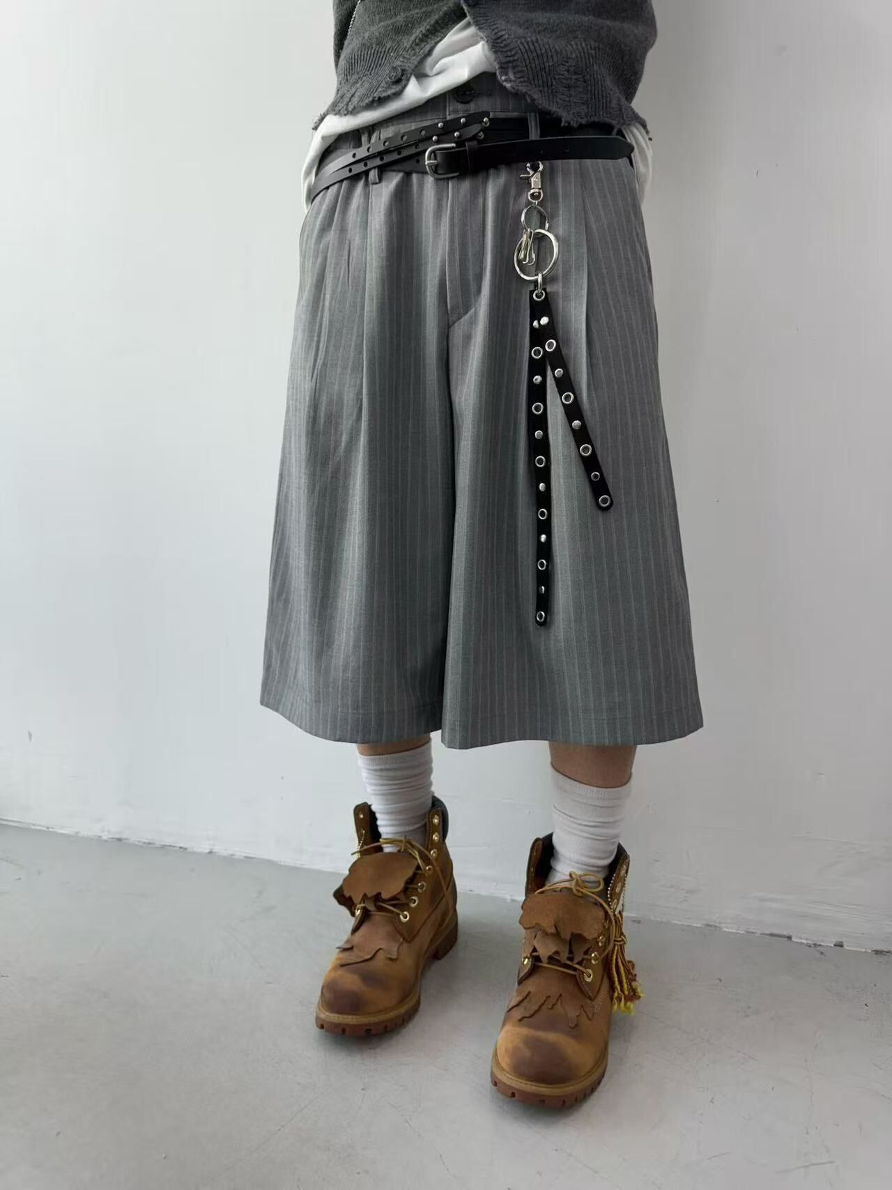 《K》低腰皮帶西裝七分褲