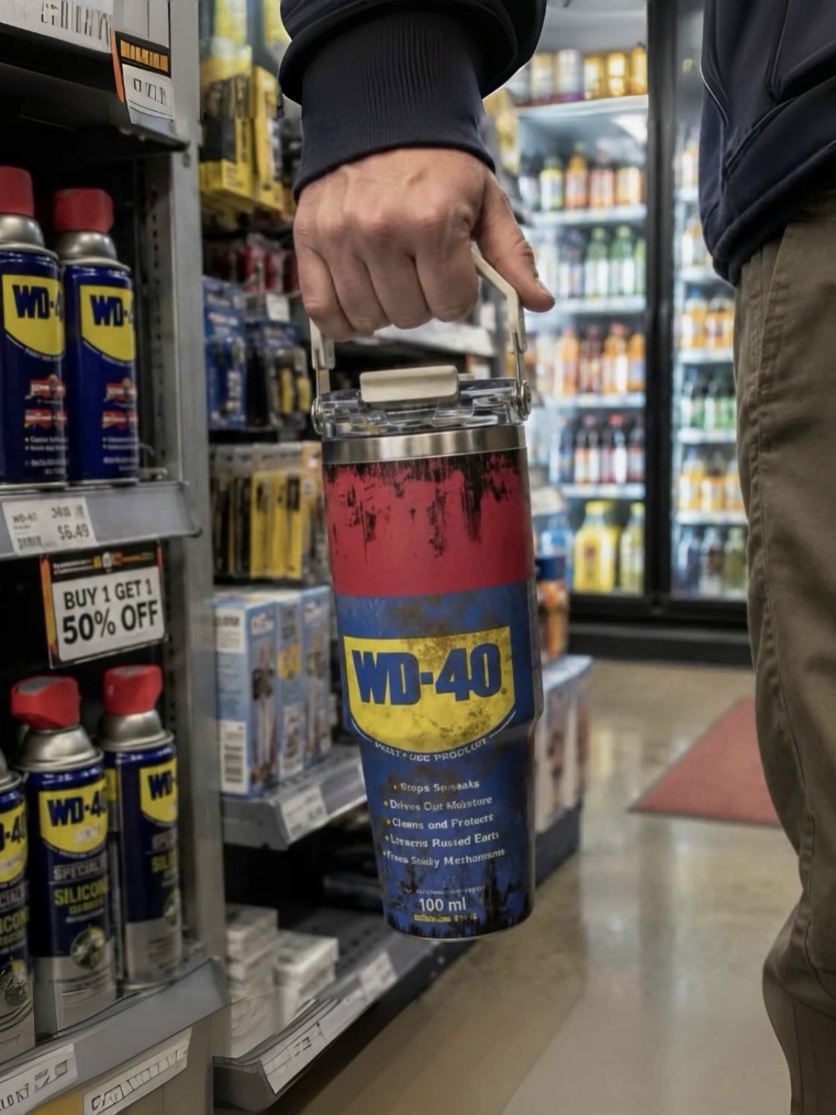 <男生必收🔥> WD-40 工業風不鏽鋼 冰霸杯 提把 水壺 水杯