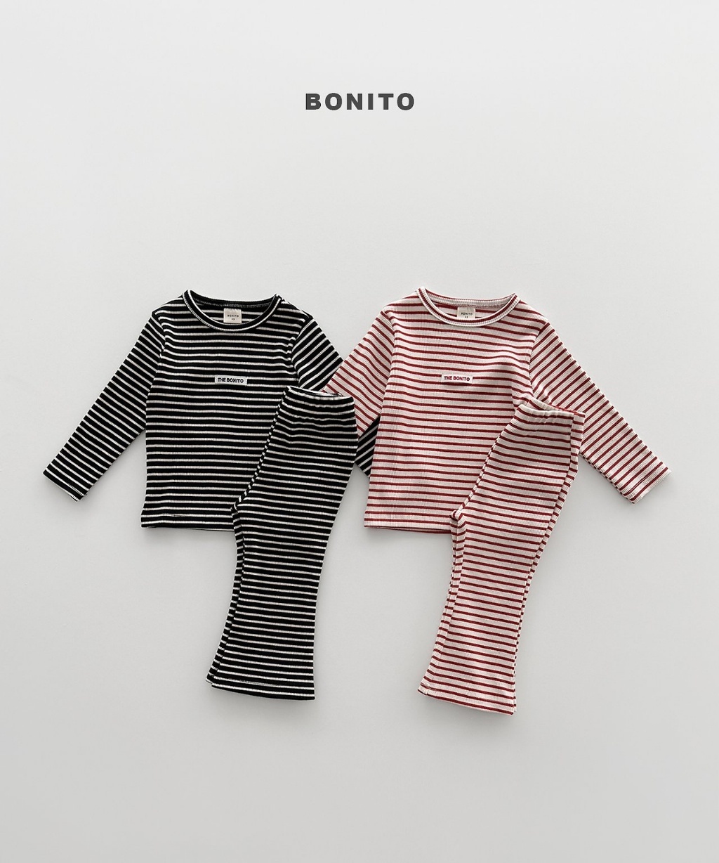 正韓秋Bonito 嫩嬰/小童兩色條紋喇叭褲套裝