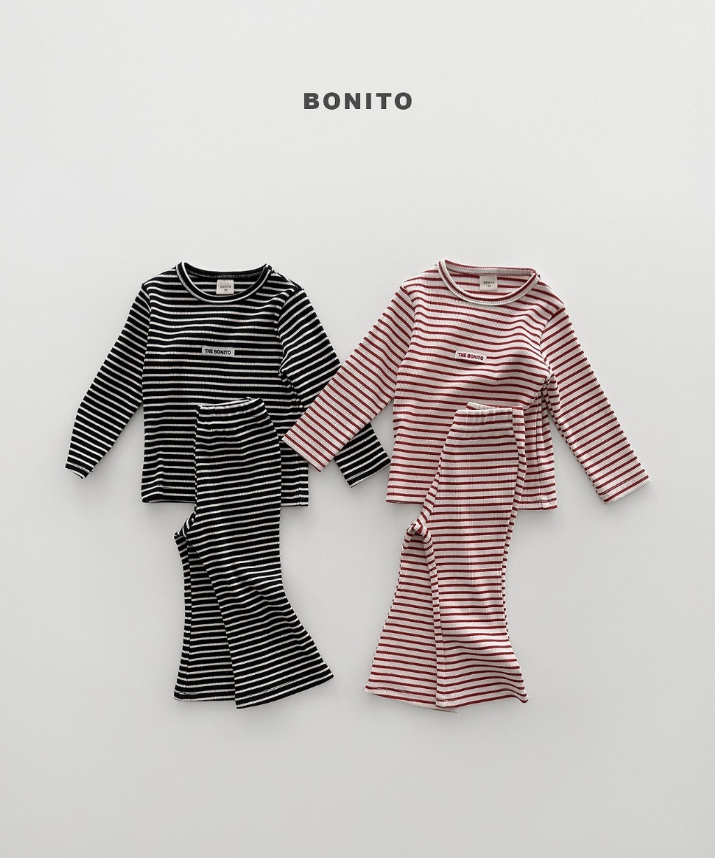 正韓秋Bonito 嫩嬰/小童兩色條紋喇叭褲套裝
