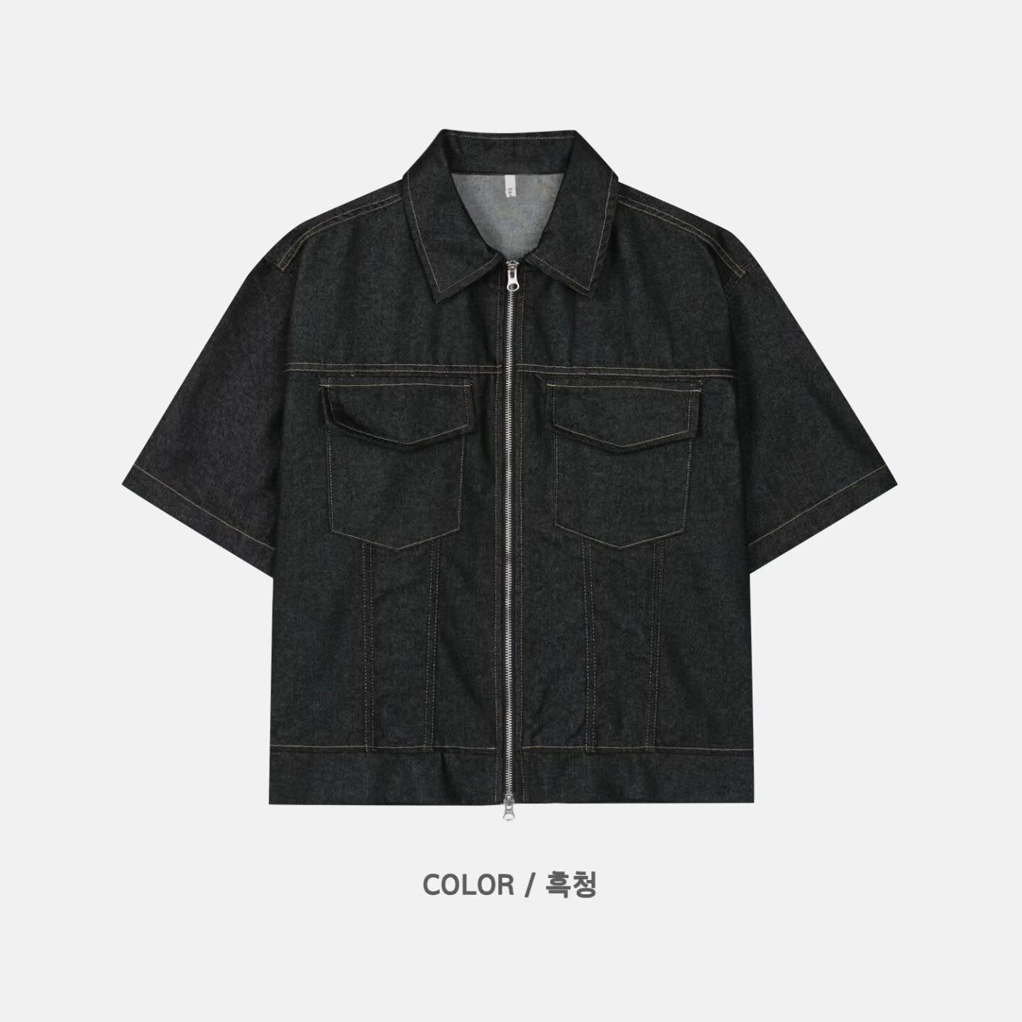牛仔拉鍊短袖恤衫外套 SENSES-025JK