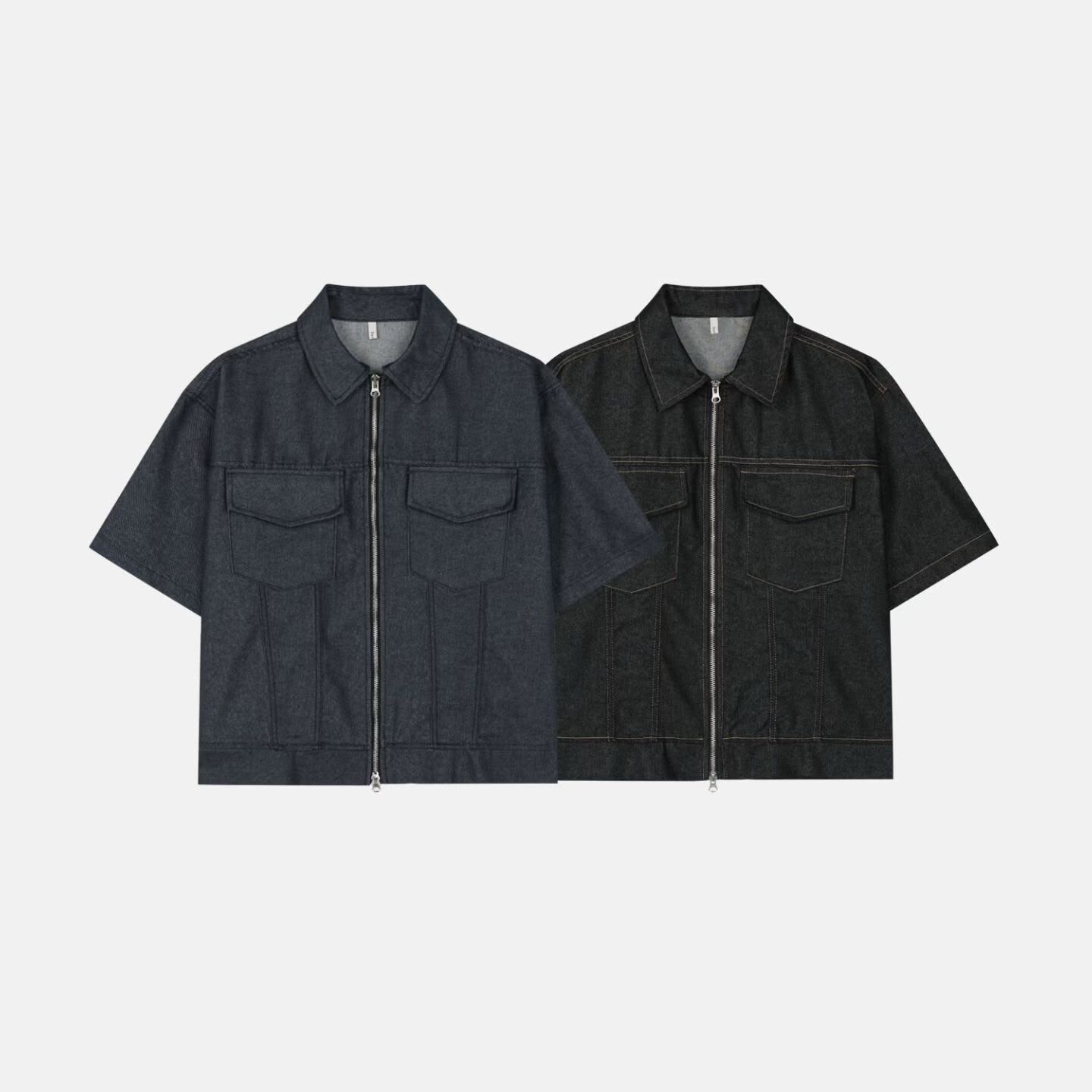 牛仔拉鍊短袖恤衫外套 SENSES-025JK