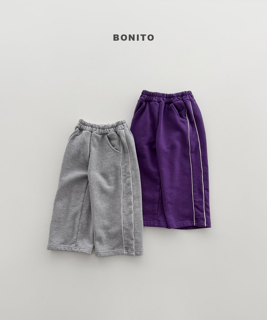 正韓秋Bonito 嫩嬰/小童2色側條棉質運動寬褲