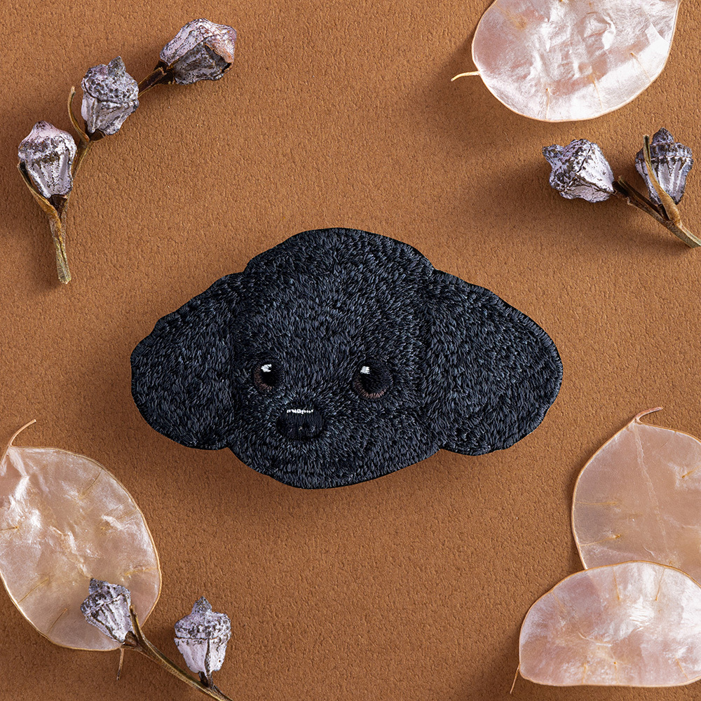 黑貴賓 大頭 狗狗刺繡貼紙｜ Sin意工作室