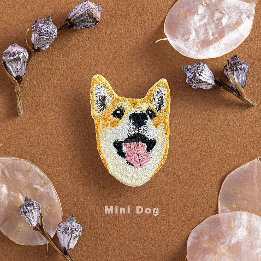 柴犬 迷你頭 狗狗刺繡貼紙｜ Sin意工作室