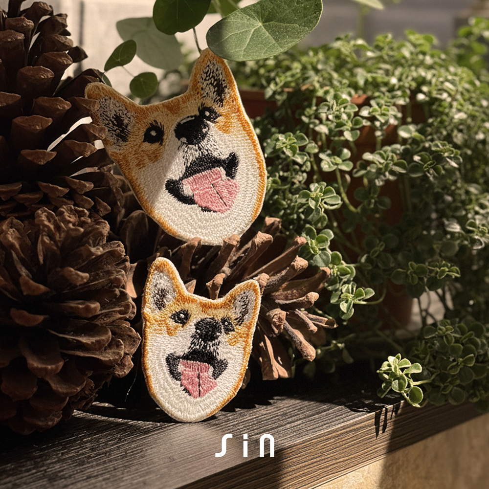 柴犬 迷你頭 狗狗刺繡貼紙｜ Sin意工作室