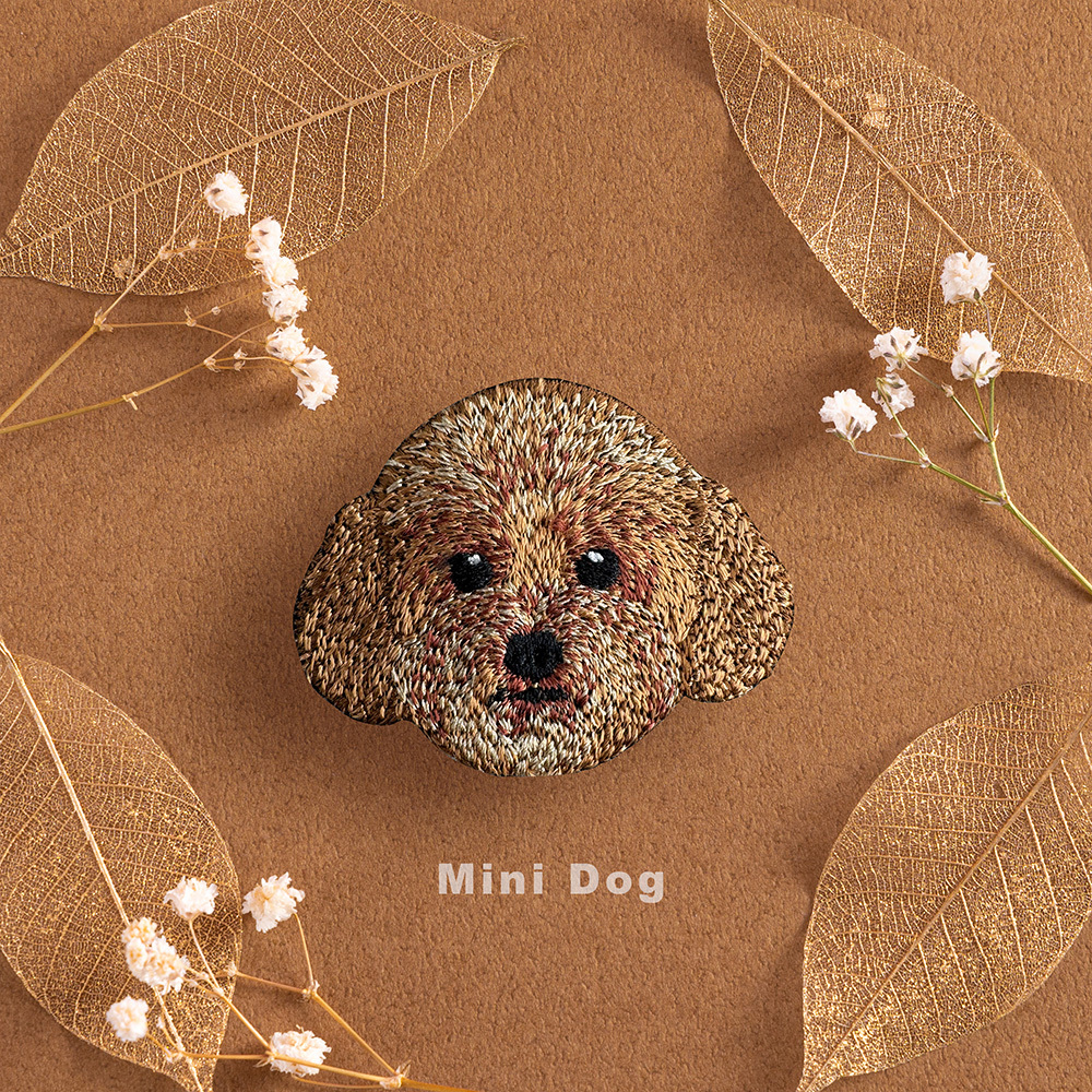 黑貴賓 迷你頭 狗狗刺繡貼紙｜ Sin意工作室