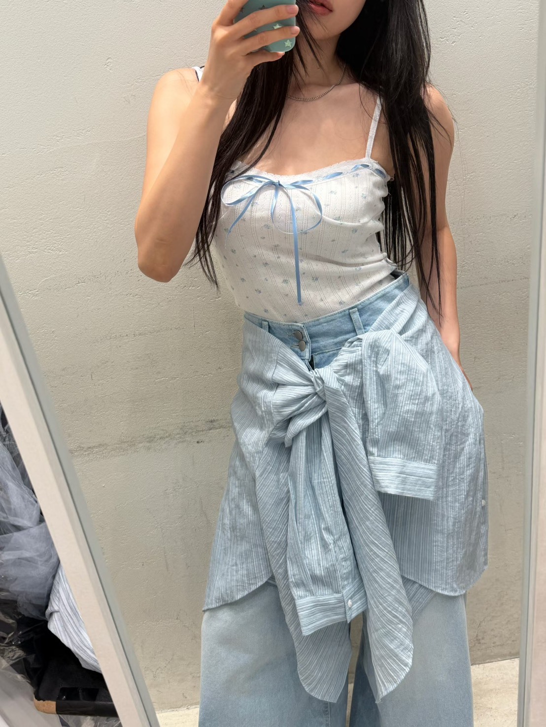 小花緞帶吊帶背心