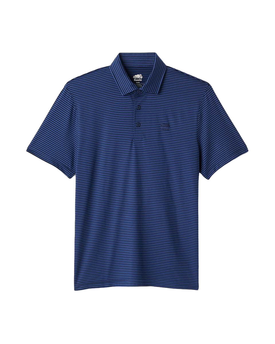 【Roots Outlet】Renew Knit Striped Polo  藍