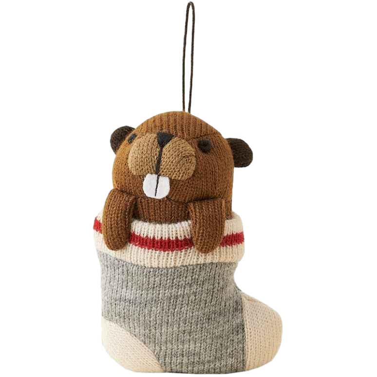 【Roots Outlet】Cabin Stocking Beaver Ornament  棕