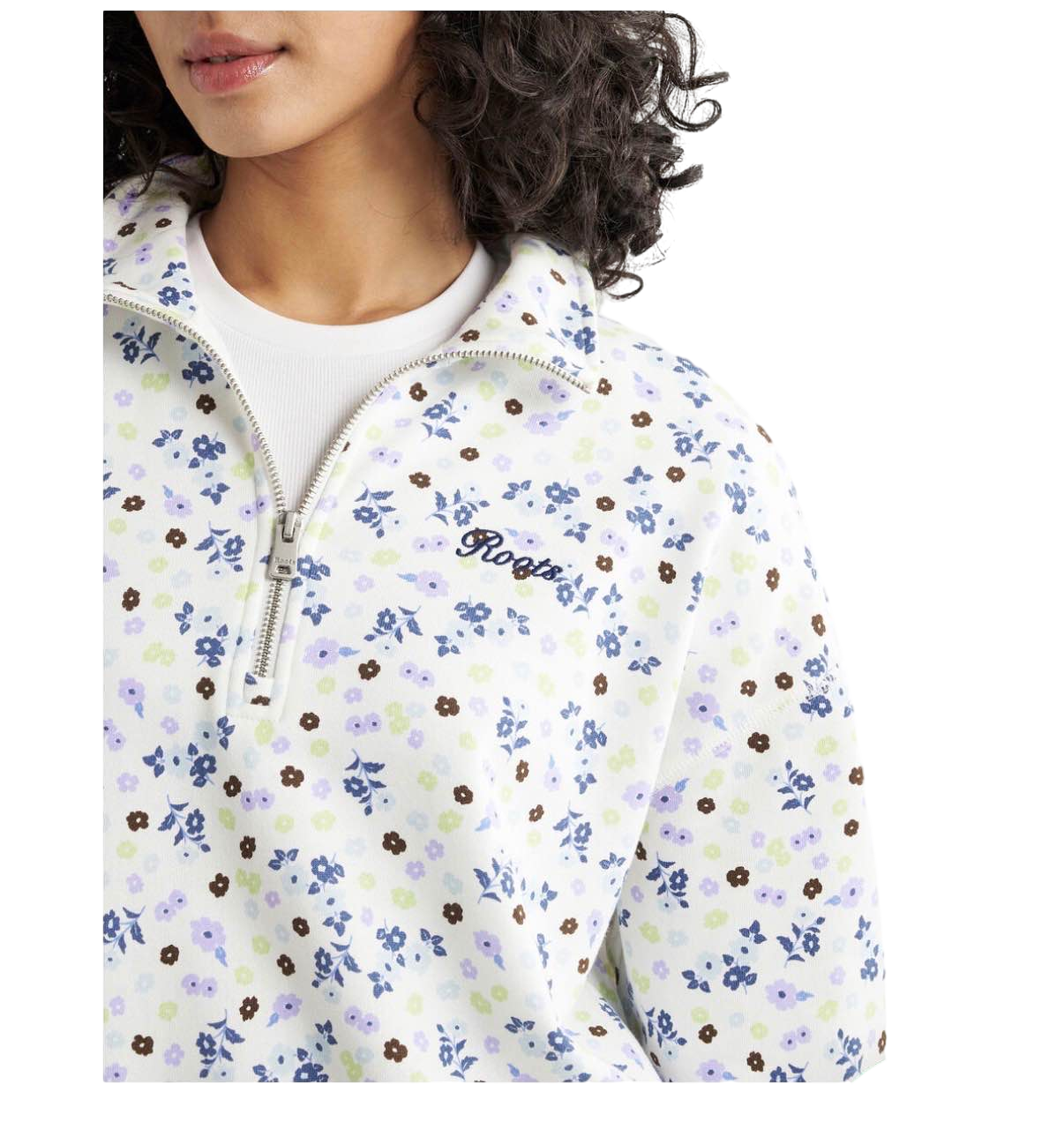 【Roots Outlet】Roots Floral Half Zip  白