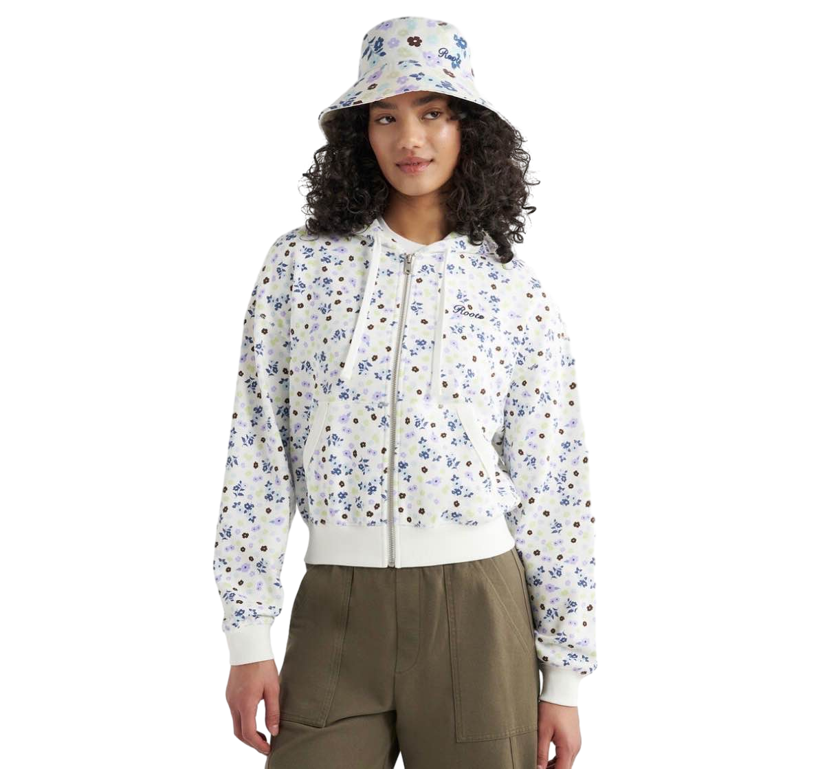 【Roots Outlet】Roots Floral Full Zip  白