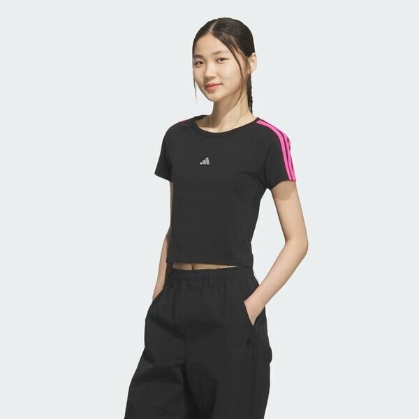 Adidas 愛迪達 Dce Baby Tee KS0279 女 T恤 運動上衣 休閒短袖 黑 亞版 短版