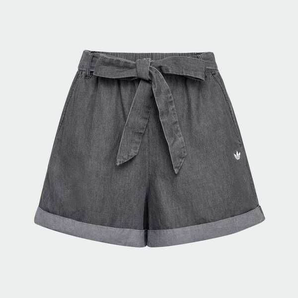 Adidas 愛迪達 Denim Short W LF4601 女 短褲 牛仔短褲 休閒短褲 黑 亞版 丹寧 蝴蝶結
