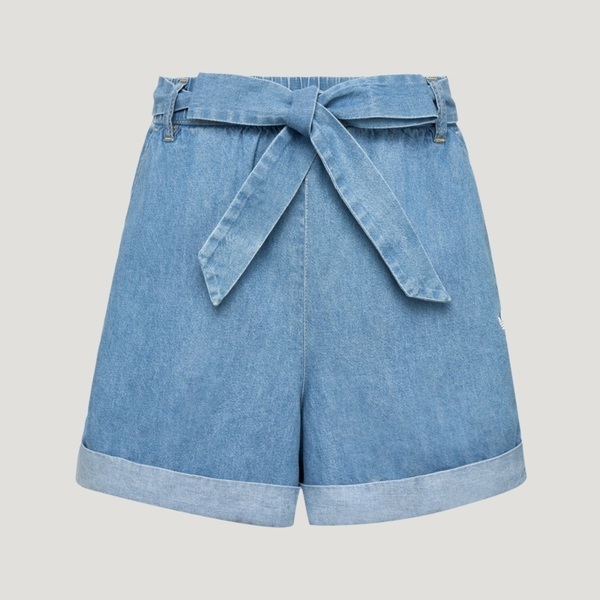 Adidas 愛迪達 Denim Short W LF4604 女 短褲 牛仔短褲 休閒短褲 藍 亞版 丹寧 蝴蝶結