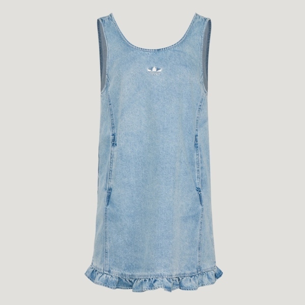 Adidas 愛迪達 W Dress KY8324 女 洋裝 連身裙 藍 亞版 牛仔 丹寧 荷葉邊下擺