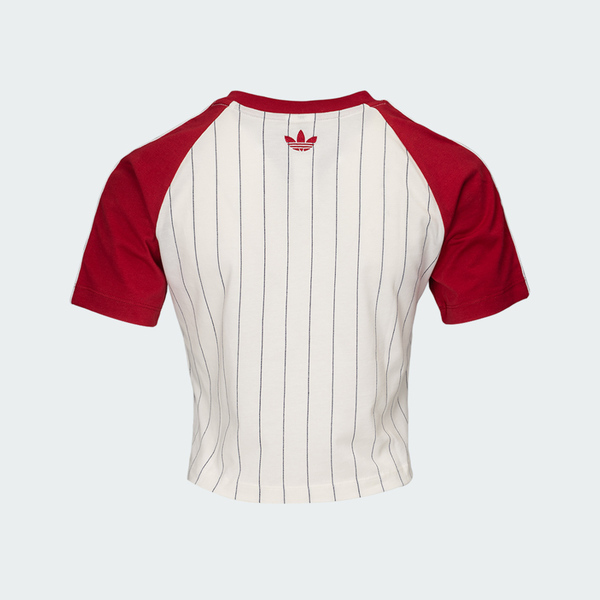 Adidas 愛迪達 Baseball Baby T LF6084 女 T恤 運動上衣 休閒短袖 白紅 亞版 短版