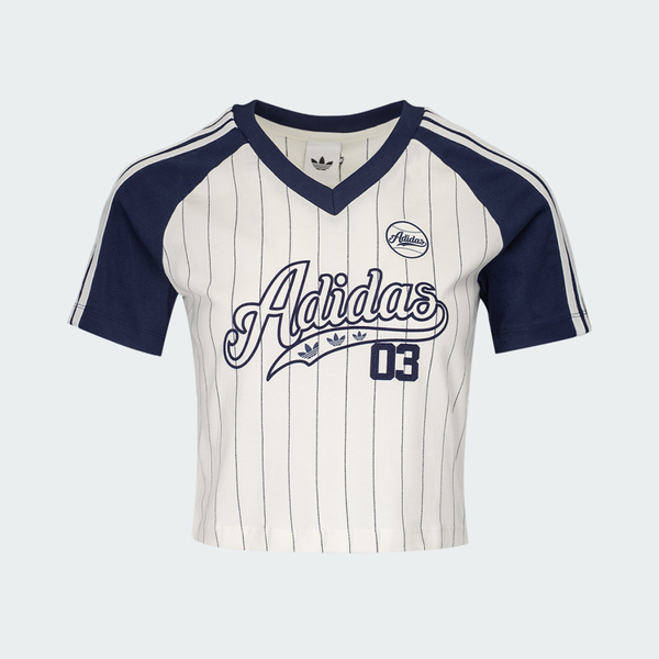 Adidas 愛迪達 Baseball Baby T LF6085 女 T恤 運動上衣 休閒短袖 白藍 亞版 短版