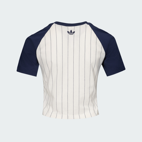 Adidas 愛迪達 Baseball Baby T LF6085 女 T恤 運動上衣 休閒短袖 白藍 亞版 短版