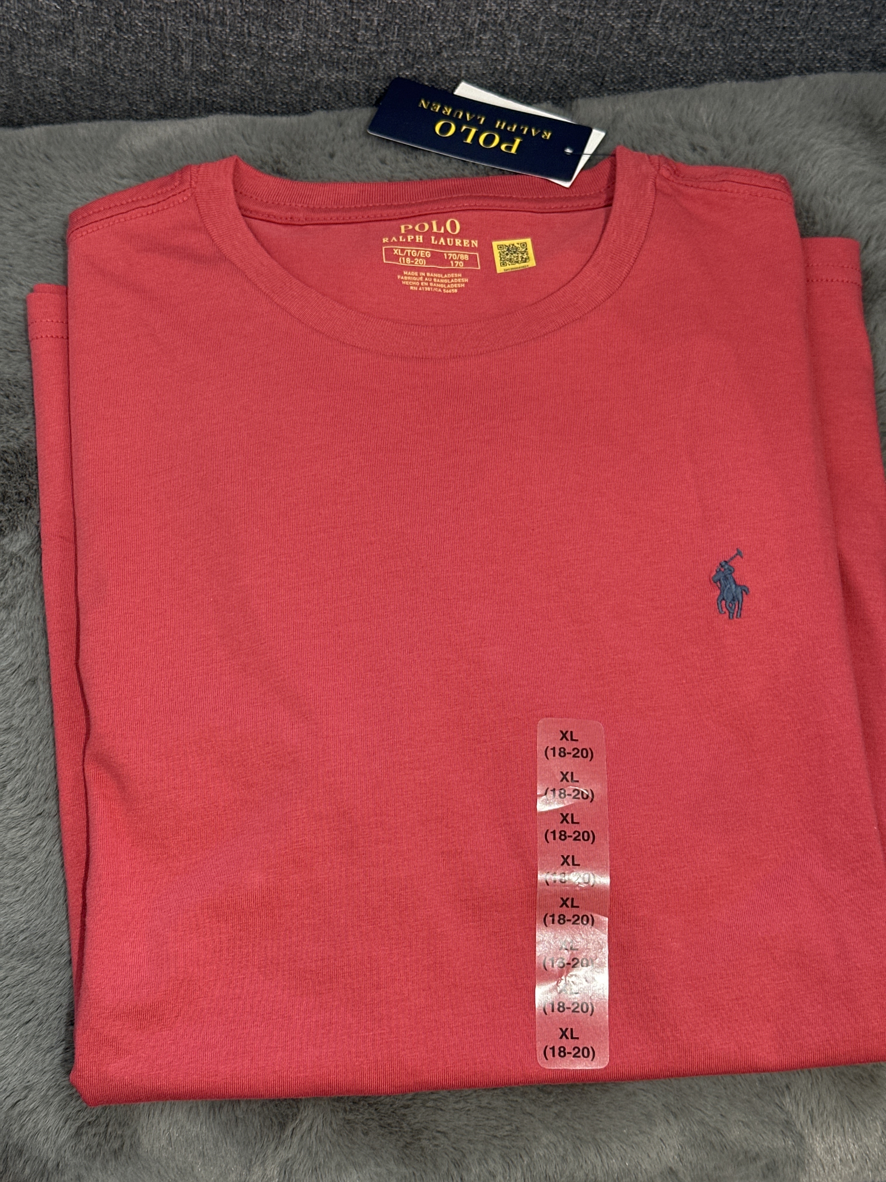 UQ31 Polo RL 男童 磚紅色短袖衫 (深藍色馬仔)