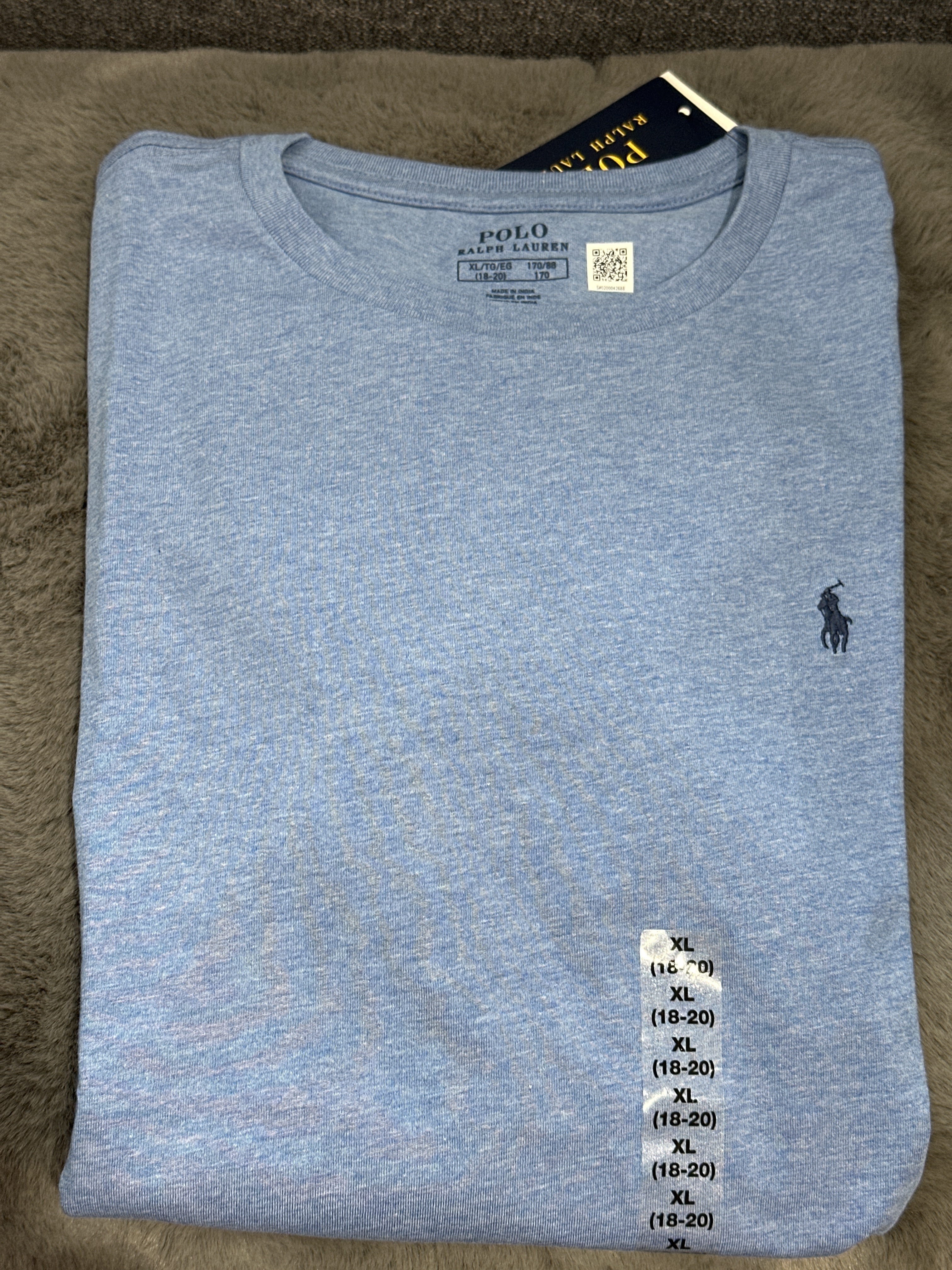 UQ32 Polo RL 男童 牛仔藍色短袖衫 (深藍色馬仔)
