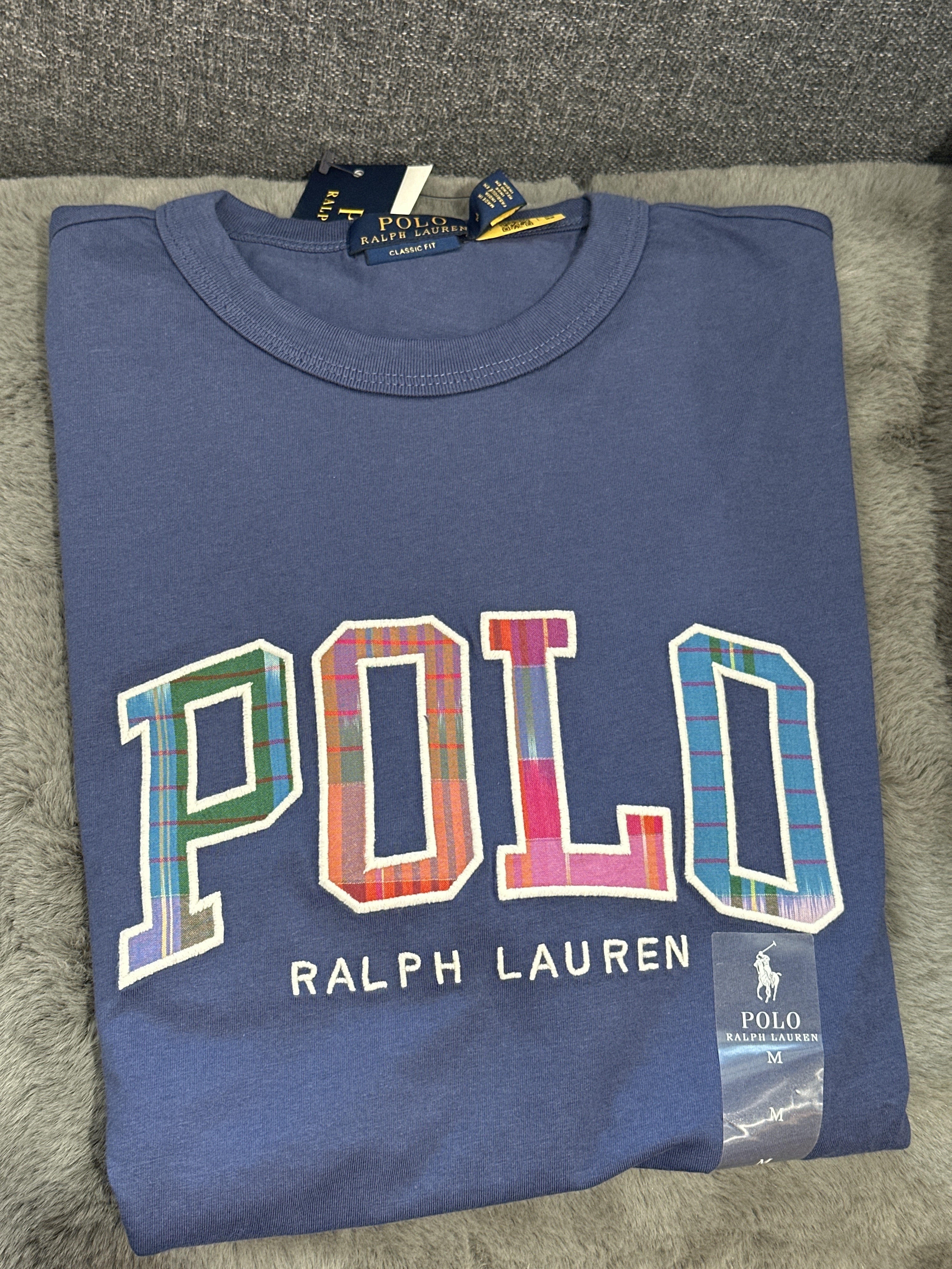 UQ37 Polo RL 男裝 格仔Polo logo 深藍色短袖衫
