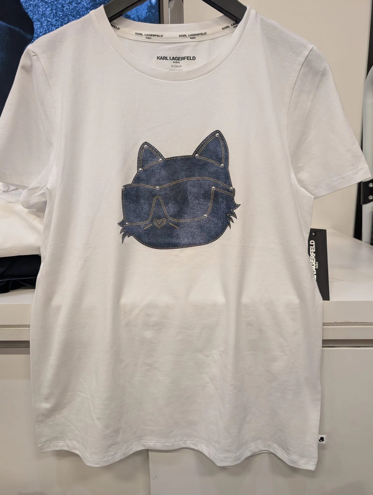 UQ61 KL 牛仔貓貓圖案 白色短袖衫 Choupette Graphic Tee