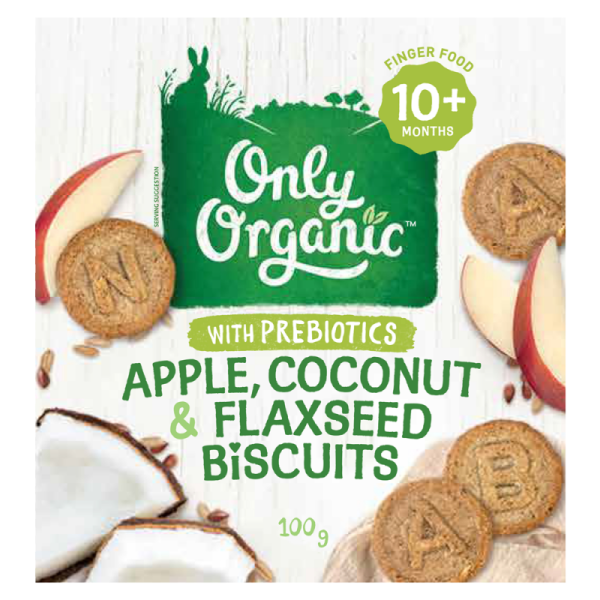 【Only Organic】Apple Coconut & Flaxseed Biscuits 100g