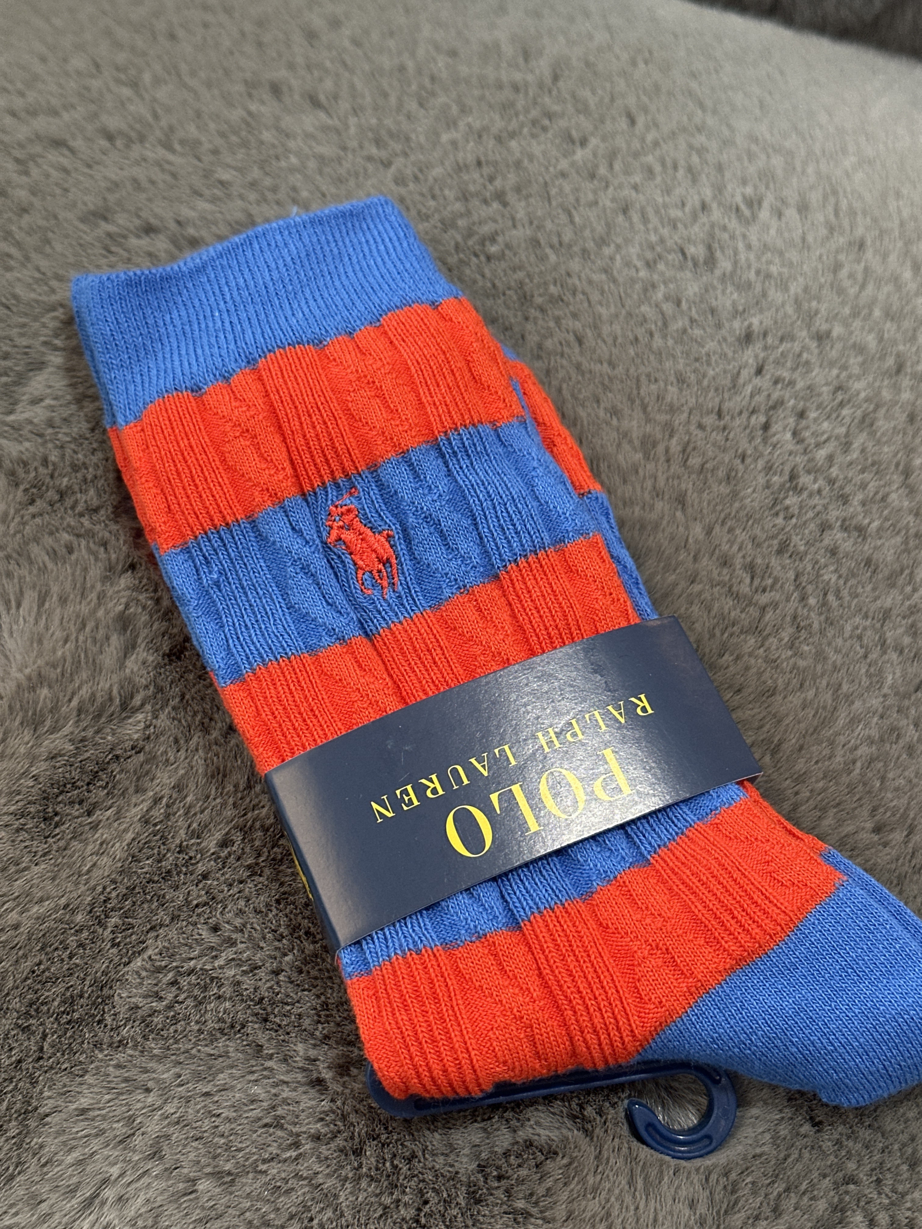 UQ47 Polo RL 女裝橙藍間條襪   US4-10.5