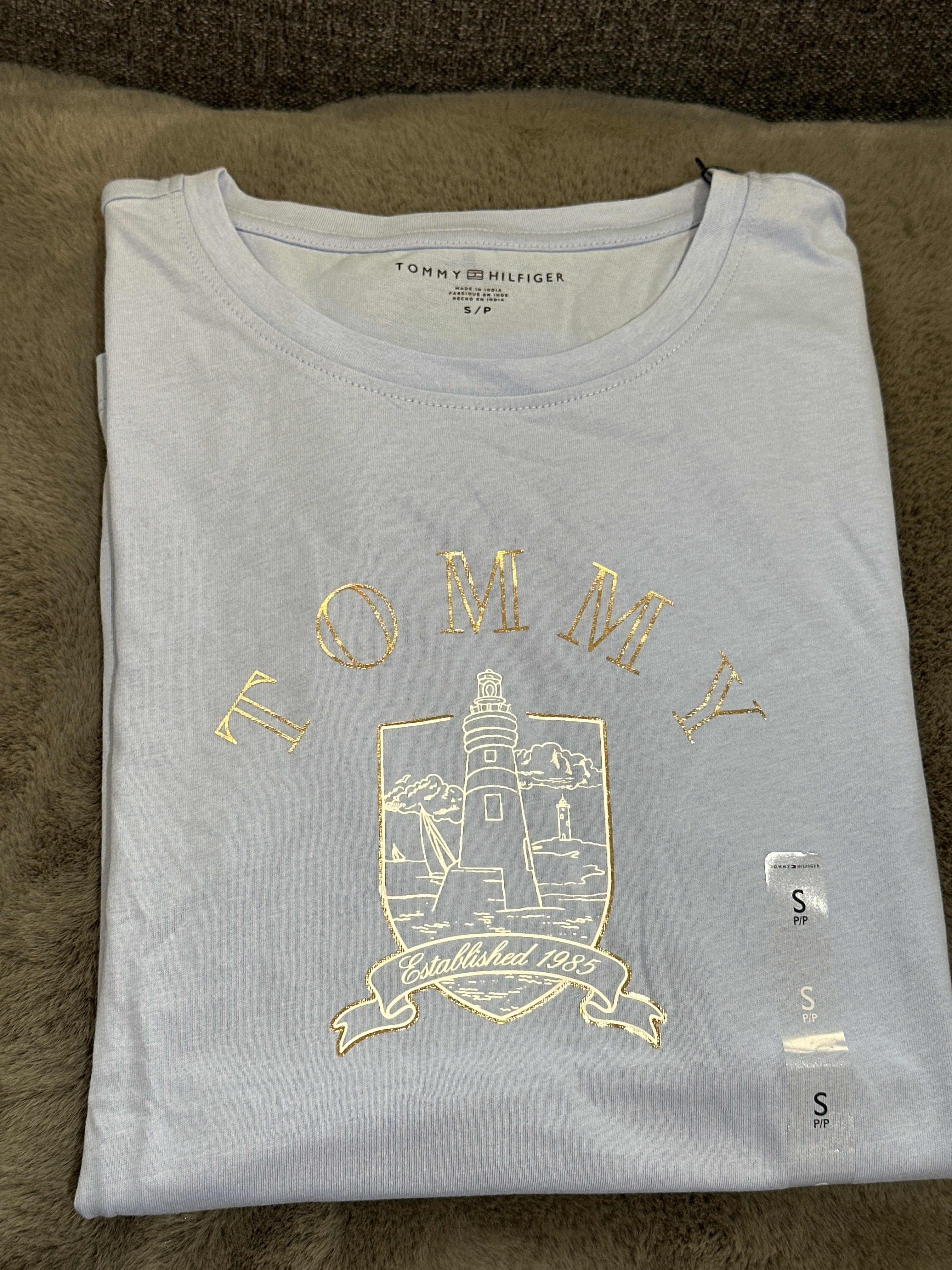 UQ57 Tommy  女裝 燈塔圖案 淺藍色短袖衫