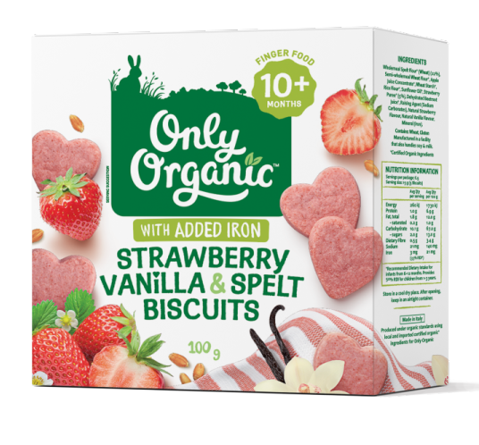 【Only Organic】Strawberry Vanilla & Spelt Biscult 100g