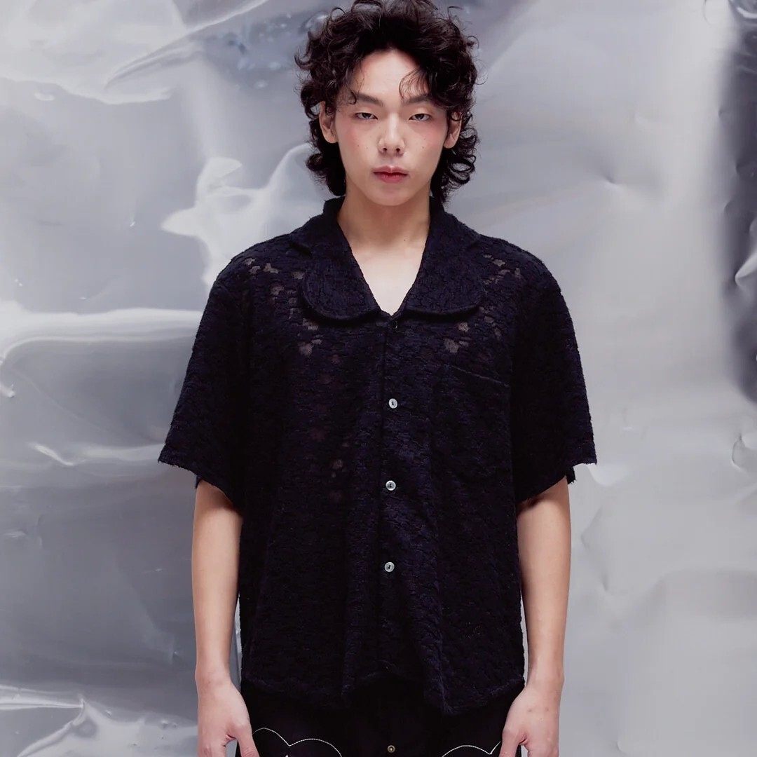 NEISH Arc Bloom Collar Shirt - Charcoal Black