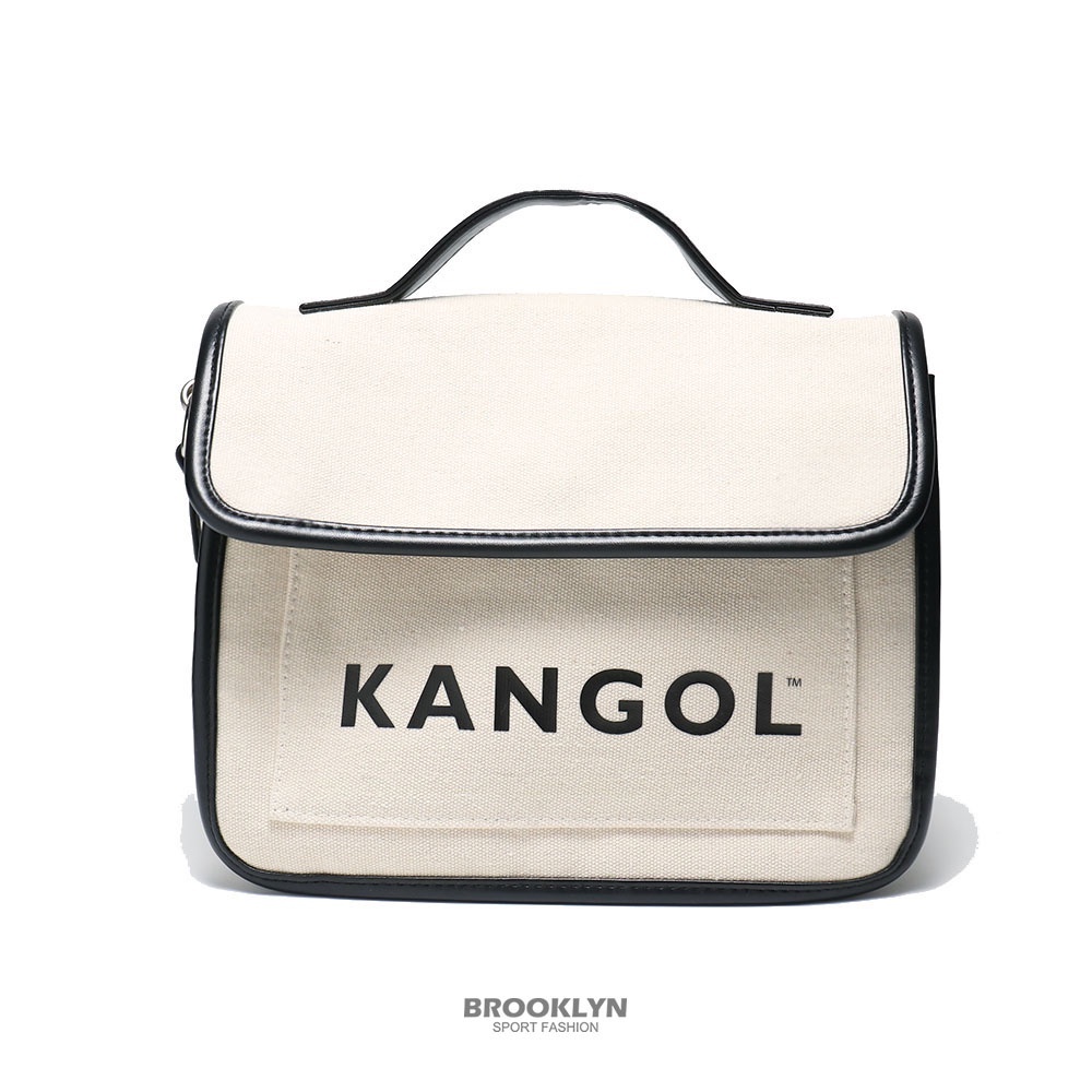 KANGOL 側背包 米白 黑 兩色 掀蓋 帆布包 附背帶 包包 6225171101 6225171120