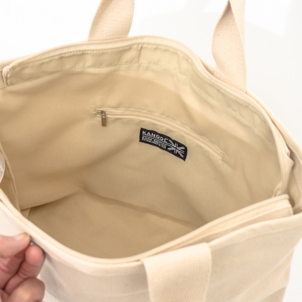 KANGOL 托特包 米白 黑 大LOGO 單肩拉鍊 帆布 休閒 62251782-